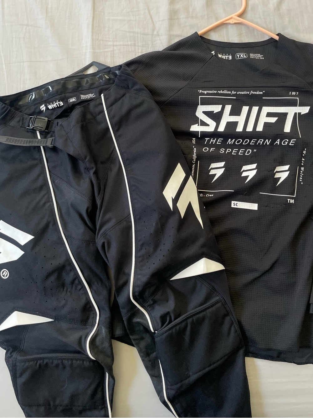 SHIFT MX Youth Fox Racing White Label Moto Jersey Pants Black Motorcross Gear